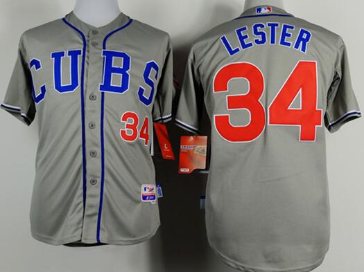 Chicago Cubs 34 Jon Lester gray baseball mlb jersey