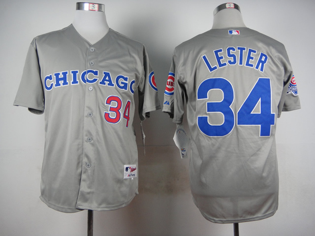 Chicago Cubs 34 Jon Lester gray men baseball mlb jersey