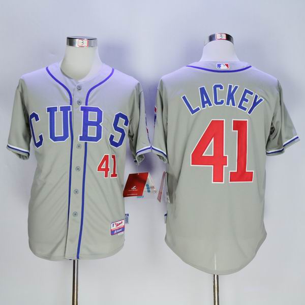 Chicago Cubs 41 John Lackey gray men baseball mlb jersey