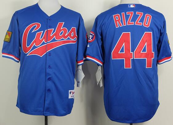 Chicago Cubs 44 Anthony Rizzo blue throwback men baseball mlb jerseys