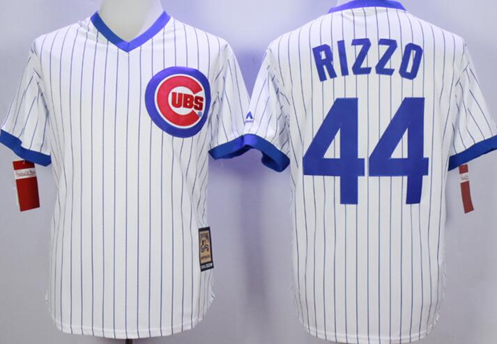 Chicago Cubs 44 Anthony Rizzo white throwback men baseball mlb jersey