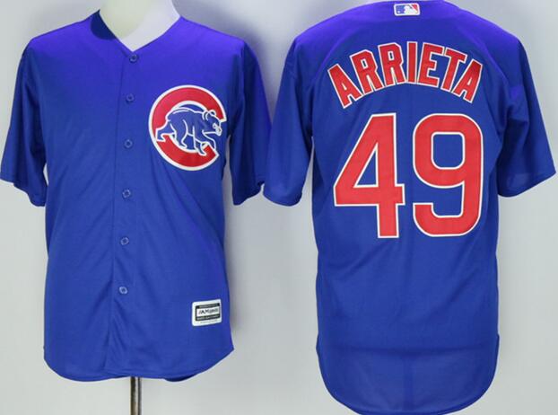 Chicago Cubs 49 Jake Arrieta blue majestic men baseball mlb jersey