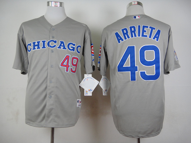 Chicago Cubs 49 Jake Arrieta gray men baseball mlb jersey