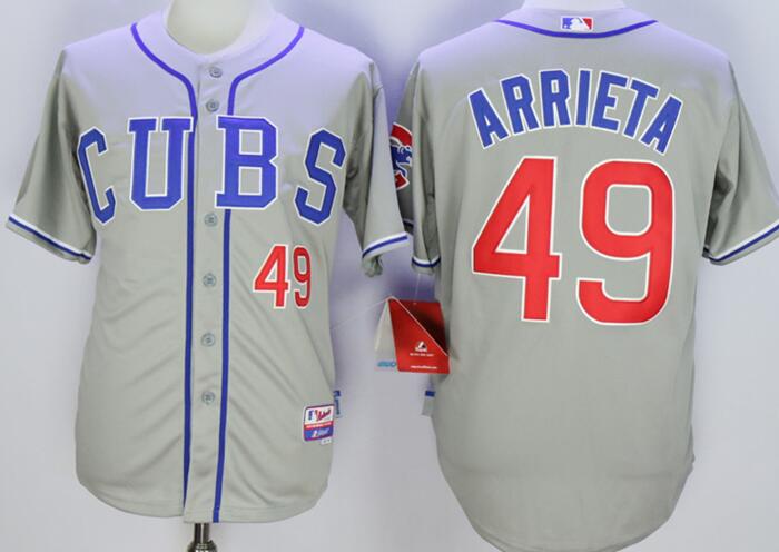 Chicago Cubs 49 Jake Arrieta gray men baseball mlb jerseys