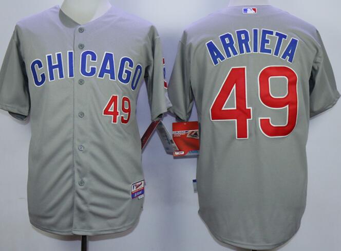 Chicago Cubs 49 Jake Arrieta gray mens baseball mlb jersey