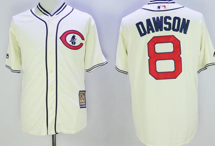 Chicago Cubs 8 Andre Dawson beige throwback men baseball mlb Jersey(1)