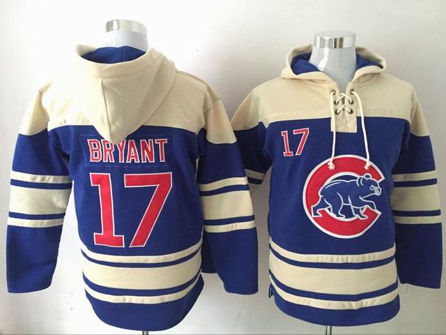 Chicago Cubs Kris Bryant 17 blue beige baseball Hooded Sweatshirt