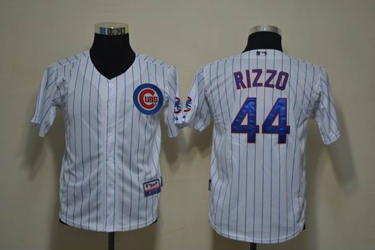 Chicago Cubs RIZZO 44 white stripe mlb kids jerseys