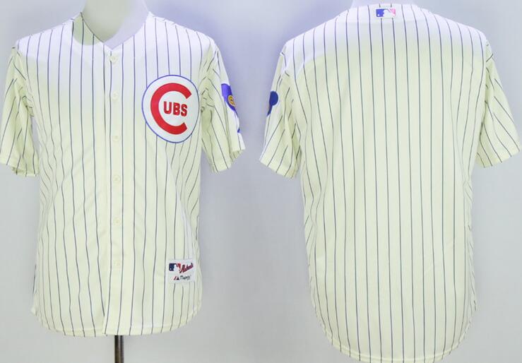 Chicago Cubs blank beige blue stripe men baseball mlb Jersey