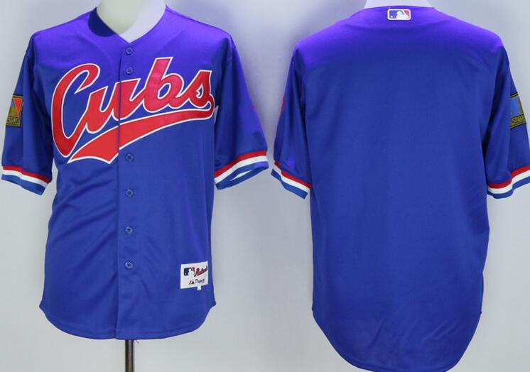 Chicago Cubs blank throwback blue men baseball mlb  jersey