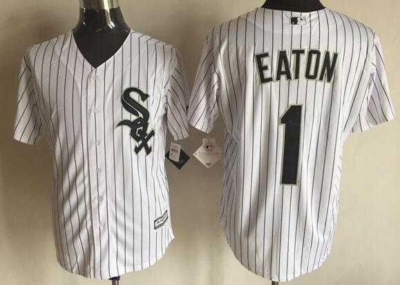 Chicago White Sox 1 Adam Eaton  White With Black Strip Stitched Majestic men baseball mlb jerseys