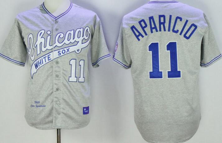 Chicago White Sox 11 Luis Aparicio Grey men baseball mlb Jerseys