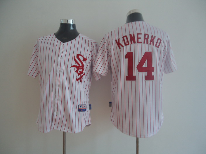 Chicago White Sox 14 Paul Konerko White red strip men baseball mlb jerseys