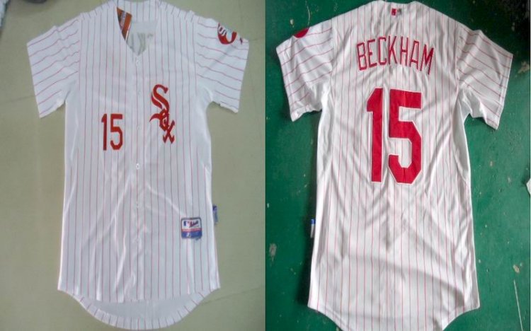 Chicago White Sox 15 Gordon Beckham White men baseball mlb Jerseys (Red Strip)