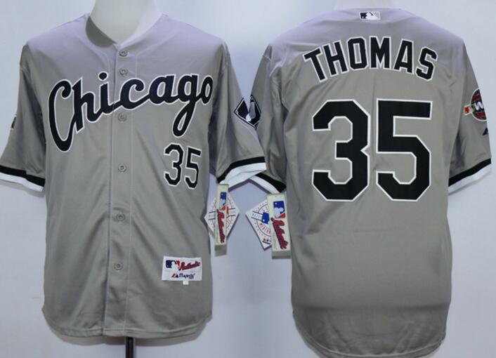 Chicago White Sox 35 Frank Thomas gray men baseball mlb  jersey 2005  World Series patch