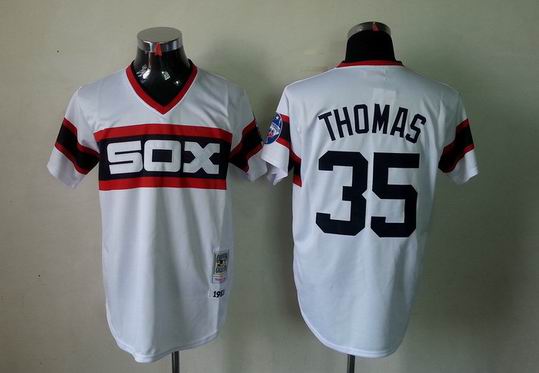 Chicago White Sox 35 THOMAS  White throwback men baseball mlb  jerseys