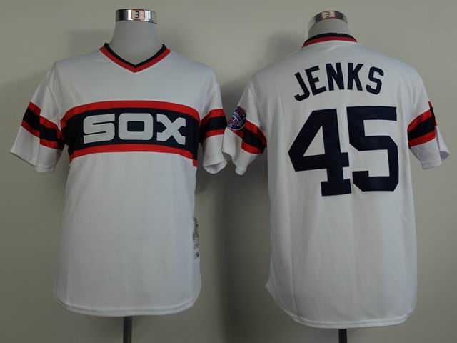 Chicago White Sox 45 Jenks white throwback men baseball mlb Jersey