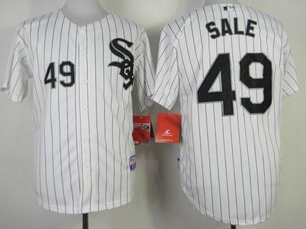 Chicago White Sox 49 Chris Sale White With Black Strip Stitched men baseball mlb Jersey