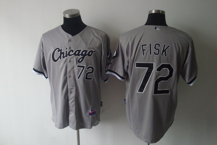 Chicago White Sox 72 FISK  grey men baseball mlb  jerseys