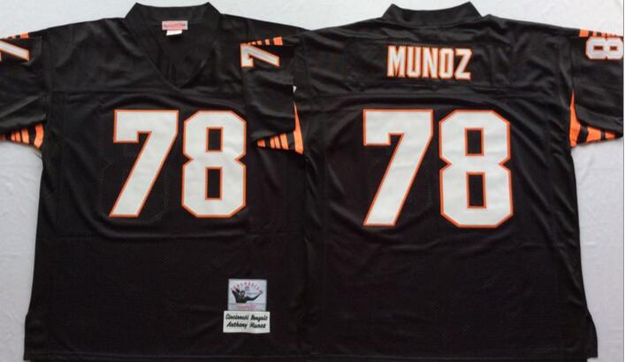 Cincinnati Bengals 78 Anthony Munoz men Throwback black NFL football Jerseys