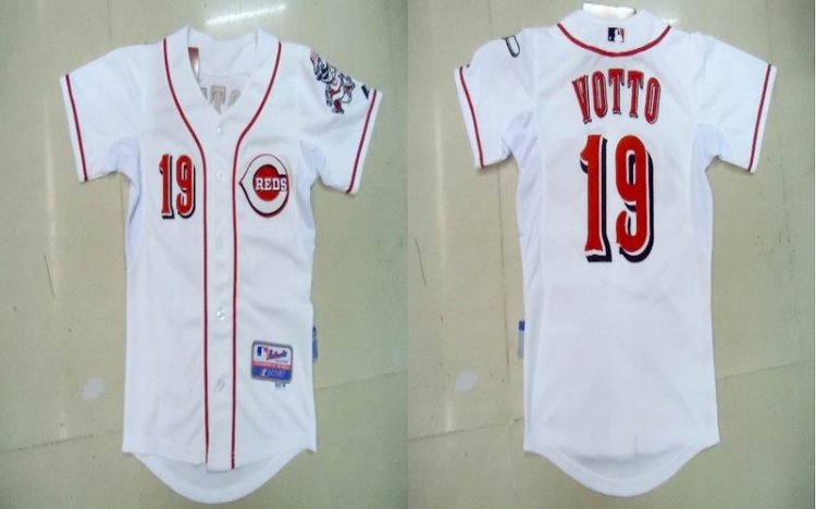 Cincinnati Reds #19 Joey Votto White MLB Kid Jerseys