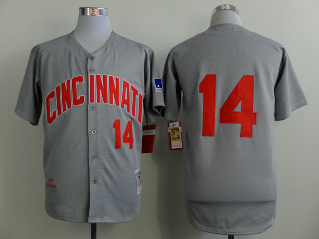 Cincinnati Reds 14 Pete Rose gray green men baseball mlb Jersey