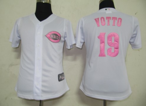 Cincinnati Reds 19 votto White MLB Women Jerseys