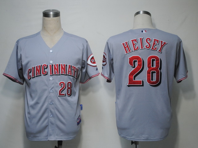 Cincinnati Reds 28 Heisey Grey men baseball mlbjerseys