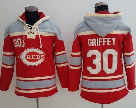 Cincinnati Reds 30 Ken Griffey red baseball Hooded Sweatshirt