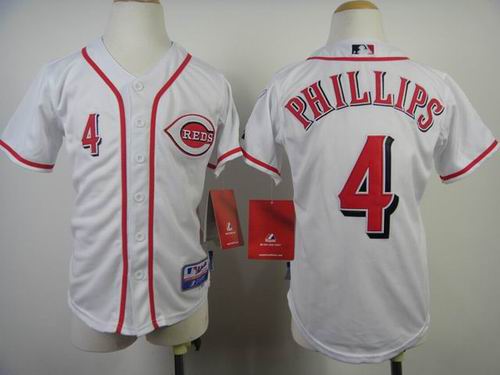 Cincinnati Reds 4 Brandon Phillips White kid mlb jerseys