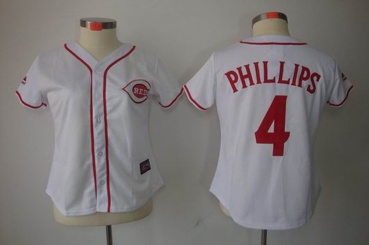 Cincinnati Reds 4 Brandon Phillips White women mlb jerseys
