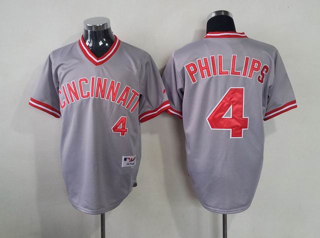 Cincinnati Reds 4 PHILLIPS grey throwback men baseball mlb jerseys