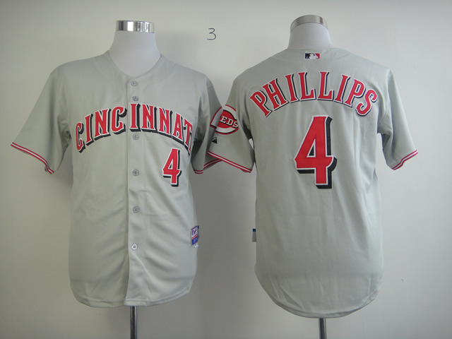 Cincinnati Reds 4 Phillips grey men baseball mlb  jersey