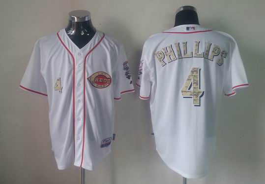 Cincinnati Reds 4 Phillips white camo men baseball mlb jersey