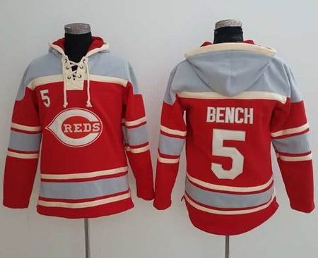 Cincinnati Reds 5 Johnny Bench red baseball Hooded Sweatshirt