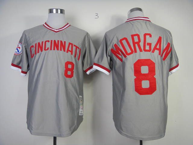 Cincinnati Reds 8 Joe Morgan gray Throwback men baseball mlb jersey