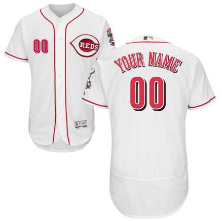 Cincinnati Reds Majestic Home White Flex Base Authentic Collection Custom Jersey