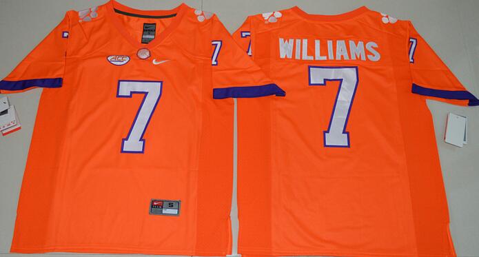 Clemson Tigers 7 Mike Williams Orange men NCAA college Football Jersey