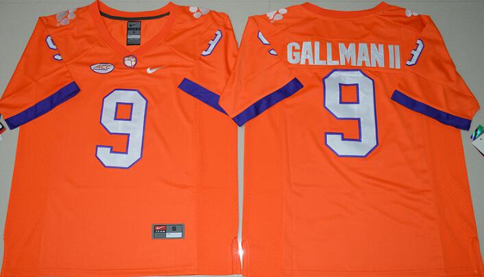 Clemson Tigers 9 Wayne Gallman Orange men NCAA college Football Jersey