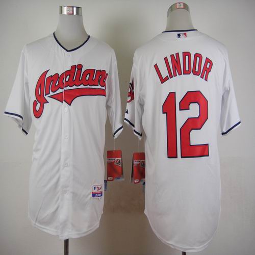 Cleveland Indians 12 Francisco Lindor white men baseball mlb jersey