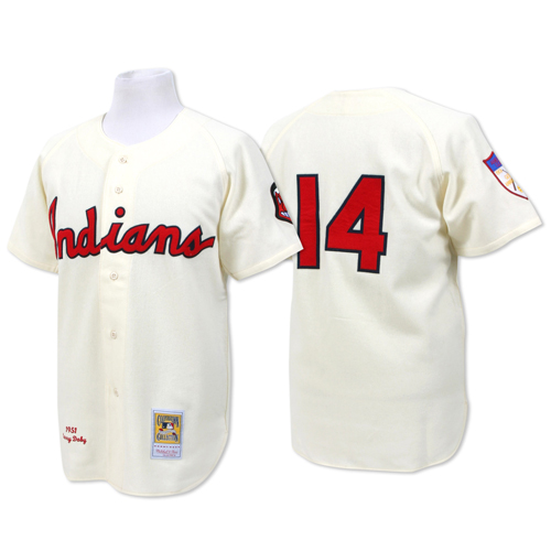 Cleveland Indians 14 Larry Doby 1951 White Throwback Jersey