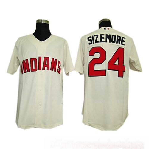 Cleveland Indians 24 Sizemore Cream MLB Jerseys