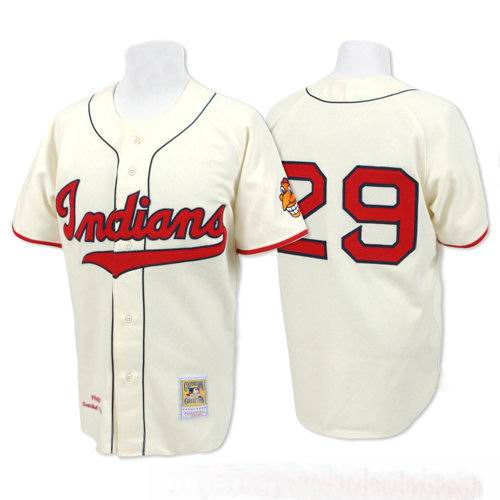 Cleveland Indians 29 Satchel Paige Cream Throwback  men baseball mlb jerseys