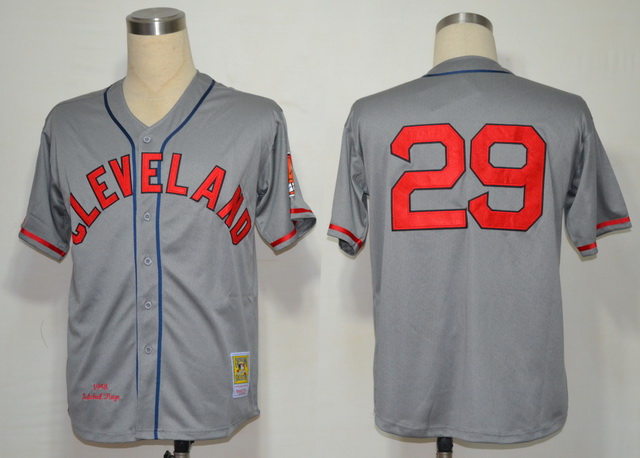 Cleveland Indians 29 Satchel Paige Grey M&N 1948 men baseball mlb Jerseys