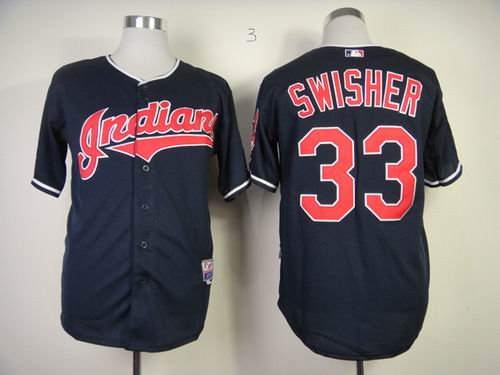 Cleveland Indians 33 SWISHER Blue men baseball mlb jerseys