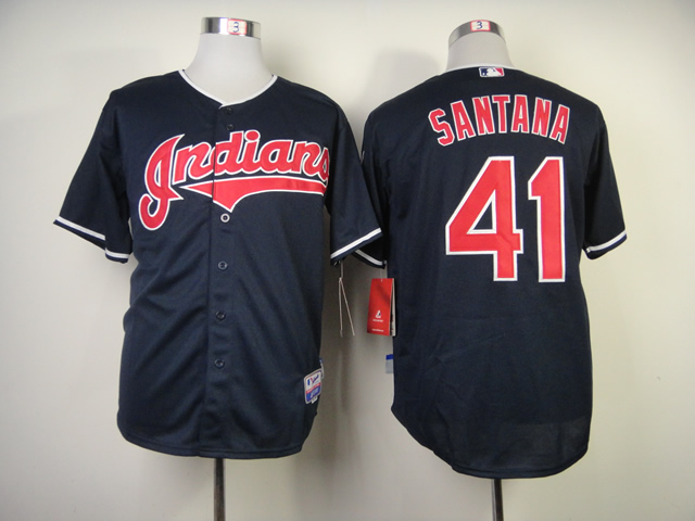 Cleveland Indians 41 Carlos Santana blue men baseball mlb jersey