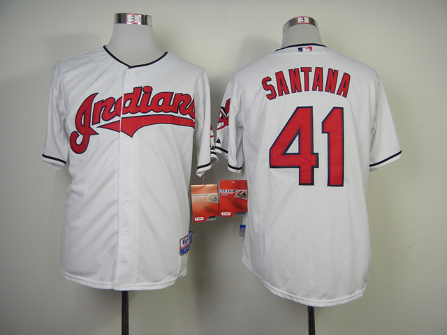 Cleveland Indians 41 Carlos Santana white men baseball mlb jersey