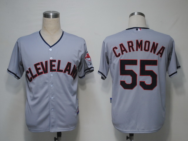 Cleveland Indians 55 Carmona Grey men baseball mlb jerseys