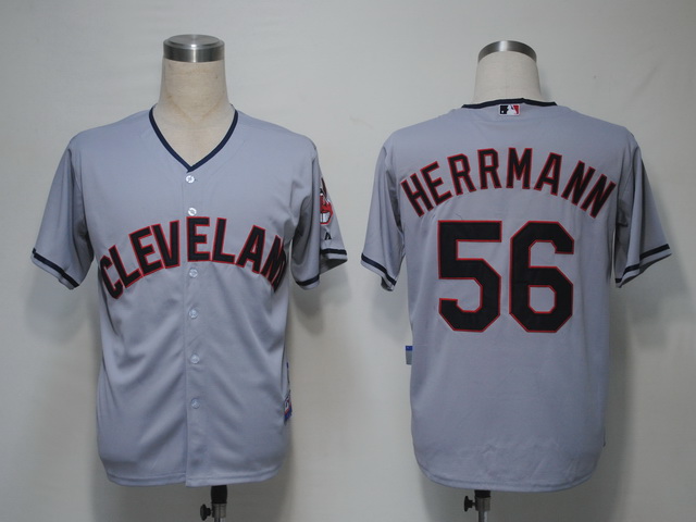 Cleveland Indians 56 Herrmann Grey men baseball mlb jerseys