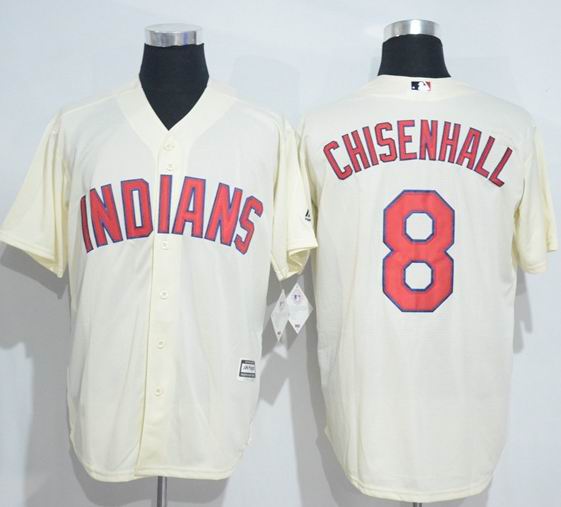 Cleveland Indians 8 Lonnie Chisenhal beige men baseball mlb jersey